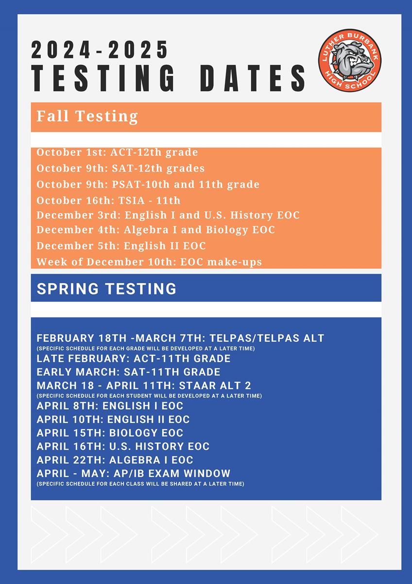 24-25 Testing dates